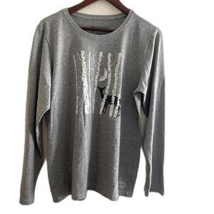 Life is Good Womens Forest Deer Moon Long Sleeve Crusher Tee Gray & White Size L